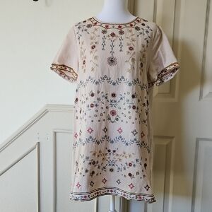 Umgee Embroidered Cream Tunic Dress